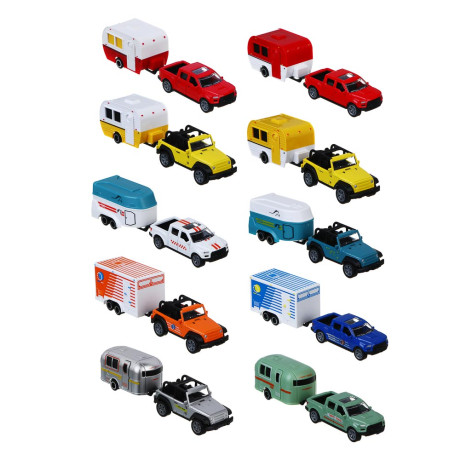 ИГРОЛЕНД Машина с прицепом "Автокемпер", инерция, металл, ABS, 21,5х5,3х6,9 см, 10 дизайнов