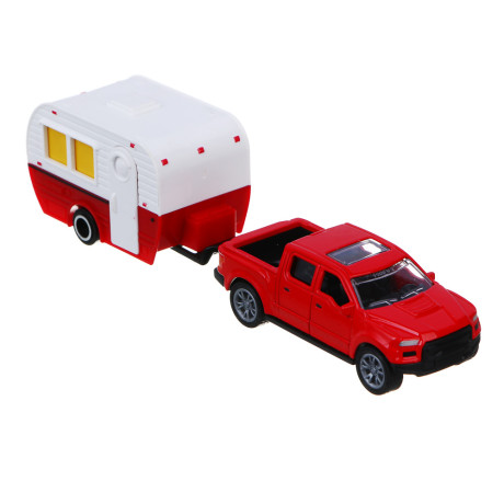 ИГРОЛЕНД Машина с прицепом "Автокемпер", инерция, металл, ABS, 21,5х5,3х6,9 см, 10 дизайнов
