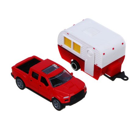 ИГРОЛЕНД Машина с прицепом "Автокемпер", инерция, металл, ABS, 21,5х5,3х6,9 см, 10 дизайнов