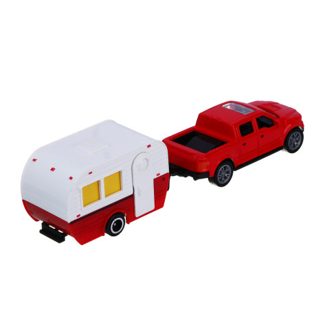 ИГРОЛЕНД Машина с прицепом "Автокемпер", инерция, металл, ABS, 21,5х5,3х6,9 см, 10 дизайнов