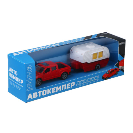 ИГРОЛЕНД Машина с прицепом "Автокемпер", инерция, металл, ABS, 21,5х5,3х6,9 см, 10 дизайнов