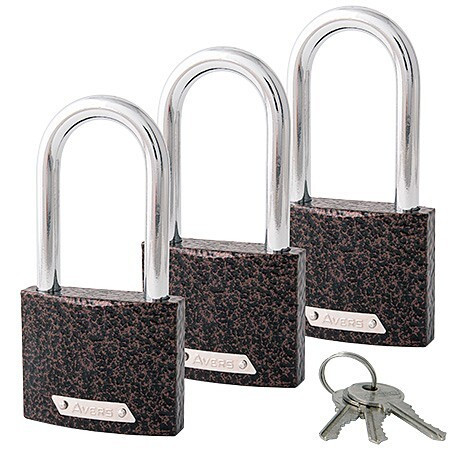 Замок вис PD-01-63-L-КОМПЛЕКТ AVERS (3 ключа+3 замка,длинная душка)   \4 (16)