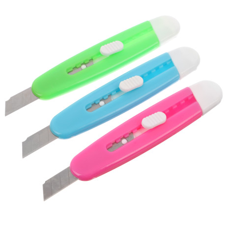 ClipStudio Нож канцелярский малый, 9см, лезвие 9мм, пластик, 3 цвета