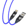 BY Кабель для зарядки Светящийся iP, 1м, 2.4А, Быстрая зарядка, подсв. синяя, Герои, ПЕРЕСВЕТ