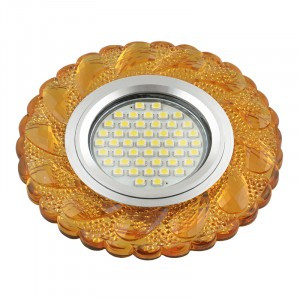 Fametto DLS-L147 GU5.3 св-к встр, Luciole стекло 95(65)x20 прозрачный/светло-желтый, подсветка LED3W