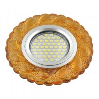 Fametto DLS-L147 GU5.3 св-к встр, Luciole стекло 95(65)x20 прозрачный/светло-желтый, подсветка LED3W