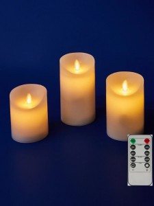 Uniel св-к св/д Свеча, набор из 3 шт. димм. (2xAA не в/к) 150x75 ULD-F055 WARM WHITE RC CANDLE
