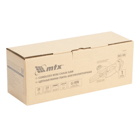 Цепная мини-пила аккумуляторная, MCS-100, шина 100 мм, Li-Ion, 20 В MTX