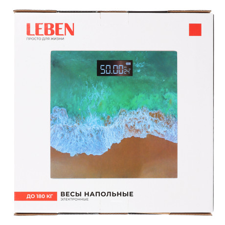 LEBEN Весы напольные электронные "Релакс", ЖК-дисплей, макс. нагр.до 180кг, 28х28х0,5см
