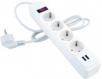 СТАРТ Сетевой фильтр (удл.) ПВС 3x0,75 ZVT 4роз. 3м. 10А земля, кноп.вык, белый, 2xUSB 2.1А