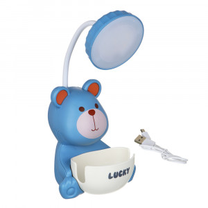 Светильник LED 3 в 1 &quot;Мишка&quot;, подст. для тел. и ручек, точилка с конт., ABS, 10х10х24,5 см, USB, 3 дизайна