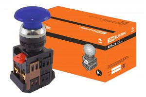 TDM AEА-22 кнопка управления "Грибок" син. d22мм 1з+1р (10!) SQ0704-0017