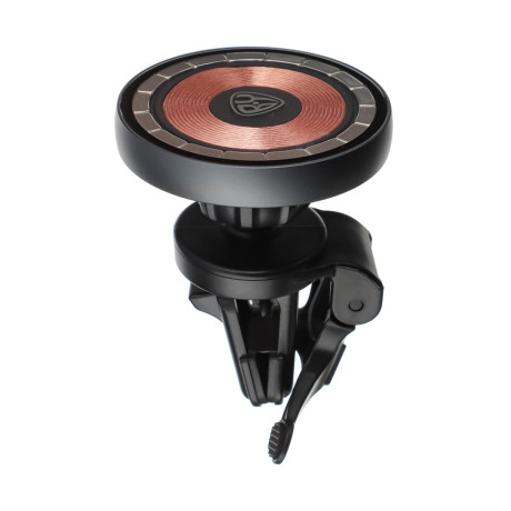 BY Держатель телефона на дефлектор с беспроводной зарядкой, 15Вт, магн.креп.MAG, прозр.стекл.панель