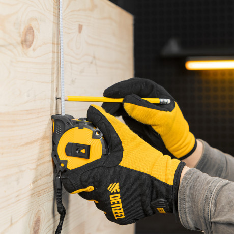 Рулетка 5м х 19мм, автоматич. фиксац., нейлон. покрытие, магнит. зацеп, двухстор. разметка Denzel