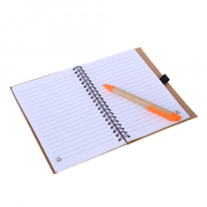 Записная книжка с ручкой шариковой синей, 18х13см, 70 листов, крафт и пробка, спираль, 2 цвета