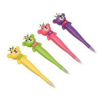 Ручка шариковая синяя в форме мишки с короной, пластик, 16,5 см, 4 дизайна