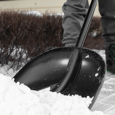 Лопата для уборки снега пластиковая, 400х417х1390 мм, алюминиевый черенок Palisad