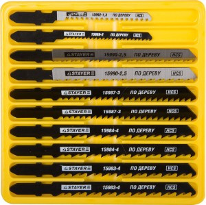 Набор STAYER "PROFI" Пилки "МАСТЕР №1" для эл/лобзика, по дереву, EU-хвост., 10шт