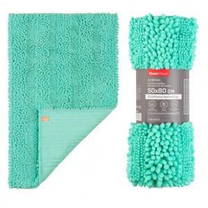 Коврик д/ванной 50*80см,микрофибра (шенилл) h ворса=2см,светло-голуб, Рейдар 60608 Master House