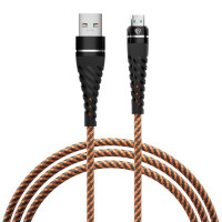 BY Motorsport Кабель для зарядки Micro USB, 1м., 2.4А, Быстрая зарядка QC3.0, тканевая оплётка, пу