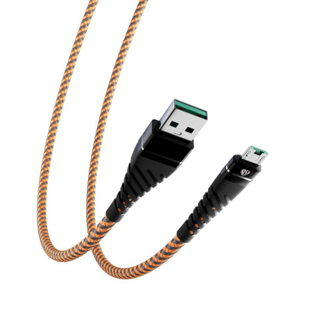 BY Motorsport Кабель для зарядки Micro USB, 1м., 2.4А, Быстрая зарядка QC3.0, тканевая оплётка, пу