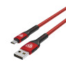 BY Кабель для зарядки Silky microUSB, 1м, Быстрая зарядка 3А, QC, PD 20W, тканевый, красный