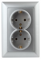 ЭРА Intro Solo роз. СУ 2 мест.земля 16А IP20, алюминий 6311