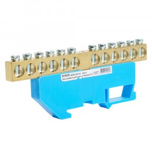 STEKKER шина нулевая "ноль" на DIN-изоляторе 8x12, 12 отв. 160А, синий LD555-812-12 49541 89