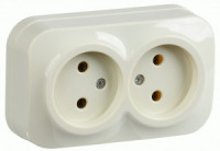 IEK GLORY роз. ОУ 2 мест. 10А РС22-2-ХК кремовый (бежевый) ERH20-K33-10