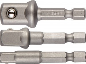Набор ЗУБР Адаптеры "ЭКСПЕРТ" для торцовых головок, E1/4" - 1/4", E1/4" - 3/8", E1/4" - 1/2", 3 пред