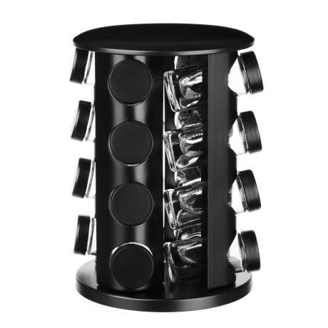 SATOSHI Набор банок для специй 16шт на подставке, 20х20х28см стекло+ABS пластик, черный