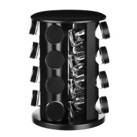 SATOSHI Набор банок для специй 16шт на подставке, 20х20х28см стекло+ABS пластик, черный