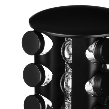 SATOSHI Набор банок для специй 16шт на подставке, 20х20х28см стекло+ABS пластик, черный