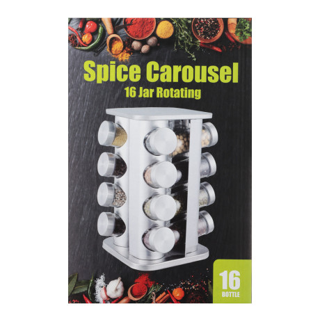 SATOSHI Набор банок для специй 16шт на подставке, 20х20х28см стекло+ABS пластик, черный