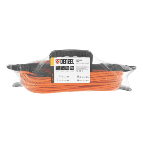 Удлинитель-шнур силовой Garden Series, б/з, ПВС, 20м, 1 розетка, 2 x 1 мм, Denzel