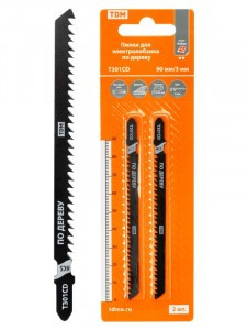TDM Пилки  д/электролоб по дереву, HCS, 90х3 мм, быстрый рез, T301CD, 2 шт, "Рубин", SQ1089-0205
