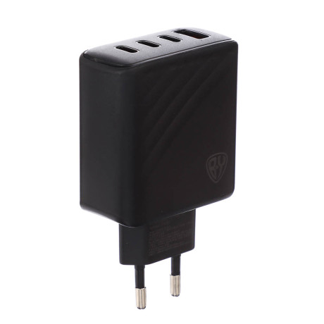 Сетевое зарядное устройство BY PRO 65Вт GaN,QC,PD,PPS,USB-A,3xType-C,110-240В,50-60Гц, пластик,чёрн.