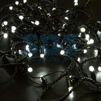 Гирлянда-нить ул. 100LED бел. 10м, чер.ПВХ, без б/п (код634330) IP65 соед. 305-175 Neon Night