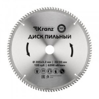 Диск пильный 305 мм х 100 зуб х 32/30 мм KRANZ (цена за шт) KR-92-0136