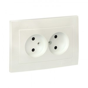 EKF Валенсия лиц. панель роз. 2 мест. б/з 10А жемчуг, шторки Al/Cu (корпус PC) ESR10-L-102-50