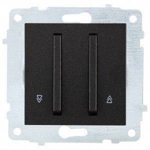 OVIVO мех. выкл. СУ 2 кл. (узкая клавиша, жалюзийный) черн. металлик (ко всем рамкам) 610-000217-216