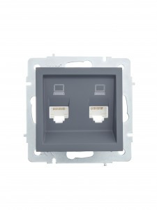 Lezard VESNA мех. роз. комп СУ 1 мест. графит (2хRJ45) (корп. ABS) 742-3488-141