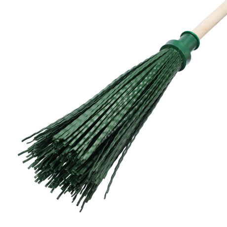 Метла полипропиленовая, 140 х 310 х 1550 мм, круглая, с ободом, деревянный черенок, Сибртех
