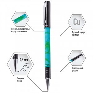 Ручка шариковая подарочная Berlingo "Fantasy" синяя, 0,7мм, корпус: бирюзовый акрил Арт.285400