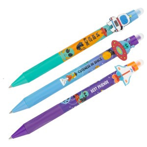 Ручка гелевая стираемая автоматическая MESHU "Space adventure" синяя, 0,5мм, с топпером Арт.362470