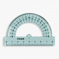 Линейка транспортир пласт. 8см прозр. флюор.СТАММ ТР-01 27493