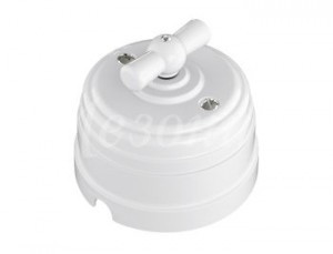 МЕЗОНИНЪ РЕТРО УСАДЬБА выкл. ОУ прох. поворот. 2 полож. (1 кл) 10А БЕЛЫЙ ABS-пластик GE30404-01