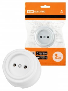 TDM РЕТРО ВИВИ роз. ОУ 10А 250В (ABS-пластик) белый  SQ1820-1011