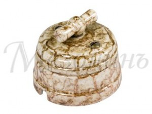 МЕЗОНИНЪ выкл. ОУ перекрест. поворот. с рамкой  (1 кл) 10А МРАМОР фарфор GE70402-19