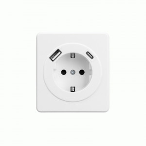 KRANZ MIELE ROUND мех. роз 1 мест СУ земля штор 16А с USB A+C быст заряд 5В/3А перламут KR-78-0704-1